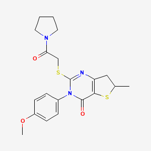 3-(4-methoxyphenyl)-6-methyl-2-((2-oxo-2-(pyrrolidin-1-yl)ethyl)thio)-6,7-dihydrothieno[3,2-d]pyrimidin-4(3H)-one