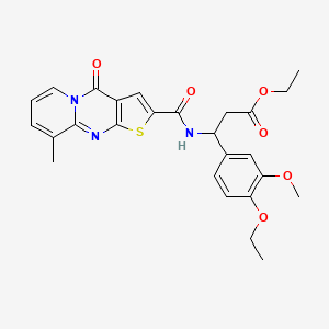 molecular formula C26H27N3O6S B11436415 ethyl 3-(4-ethoxy-3-methoxyphenyl)-3-{[(9-methyl-4-oxo-4H-pyrido[1,2-a]thieno[2,3-d]pyrimidin-2-yl)carbonyl]amino}propanoate 