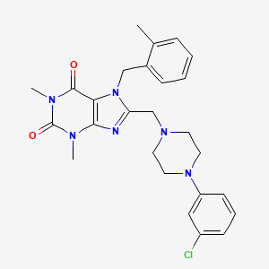 8-[[4-(3-Chlorophenyl)piperazin-1-yl]methyl]-1,3-dimethyl-7-[(2-methylphenyl)methyl]purine-2,6-dione