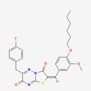 (2E)-6-(4-fluorobenzyl)-2-[4-(hexyloxy)-3-methoxybenzylidene]-7H-[1,3]thiazolo[3,2-b][1,2,4]triazine-3,7(2H)-dione