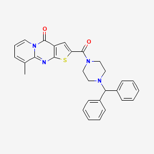 molecular formula C29H26N4O2S B11436471 2-[(4-Benzhydrylpiperazino)carbonyl]-9-methyl-4H-pyrido[1,2-A]thieno[2,3-D]pyrimidin-4-one 