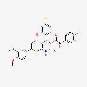 4-(4-bromophenyl)-7-(3,4-dimethoxyphenyl)-2-methyl-N-(4-methylphenyl)-5-oxo-1,4,5,6,7,8-hexahydroquinoline-3-carboxamide