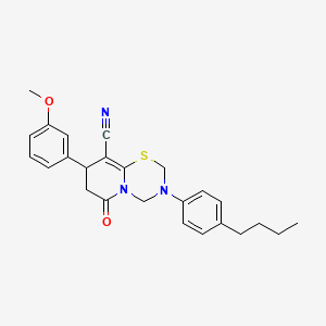 molecular formula C25H27N3O2S B11436498 3-(4-butylphenyl)-8-(3-methoxyphenyl)-6-oxo-3,4,7,8-tetrahydro-2H,6H-pyrido[2,1-b][1,3,5]thiadiazine-9-carbonitrile 