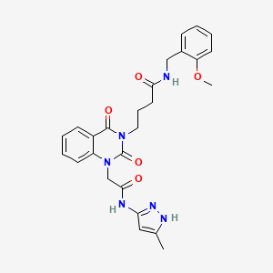 molecular formula C26H28N6O5 B11436563 N-[(2-Methoxyphenyl)methyl]-4-(1-{[(5-methyl-1H-pyrazol-3-YL)carbamoyl]methyl}-2,4-dioxo-1,2,3,4-tetrahydroquinazolin-3-YL)butanamide 