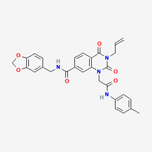 N-(1,3-benzodioxol-5-ylmethyl)-1-{2-[(4-methylphenyl)amino]-2-oxoethyl}-2,4-dioxo-3-(prop-2-en-1-yl)-1,2,3,4-tetrahydroquinazoline-7-carboxamide