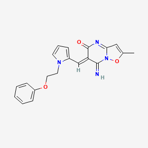 (6Z)-7-imino-2-methyl-6-{[1-(2-phenoxyethyl)-1H-pyrrol-2-yl]methylidene}-6,7-dihydro-5H-[1,2]oxazolo[2,3-a]pyrimidin-5-one