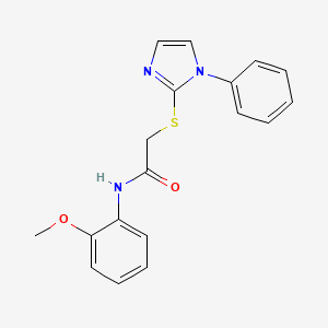 molecular formula C18H17N3O2S B11436580 N-(2-Methoxyphenyl)-2-((1-phenyl-1H-imidazol-2-yl)thio)acetamide 