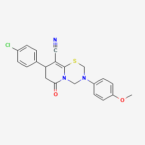 8-(4-chlorophenyl)-3-(4-methoxyphenyl)-6-oxo-3,4,7,8-tetrahydro-2H,6H-pyrido[2,1-b][1,3,5]thiadiazine-9-carbonitrile