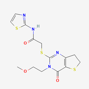 2-((3-(2-methoxyethyl)-4-oxo-3,4,6,7-tetrahydrothieno[3,2-d]pyrimidin-2-yl)thio)-N-(thiazol-2-yl)acetamide