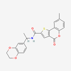 N-[1-(2,3-dihydro-1,4-benzodioxin-6-yl)ethyl]-8-methyl-4-oxo-4H-thieno[3,2-c]chromene-2-carboxamide