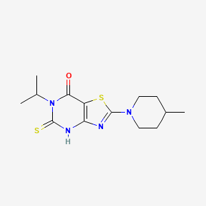 molecular formula C14H20N4OS2 B11436695 2-(4-methylpiperidin-1-yl)-6-(propan-2-yl)-5-thioxo-5,6-dihydro[1,3]thiazolo[4,5-d]pyrimidin-7(4H)-one 