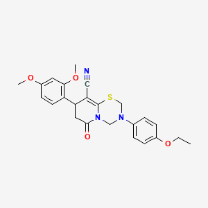 molecular formula C24H25N3O4S B11436710 8-(2,4-dimethoxyphenyl)-3-(4-ethoxyphenyl)-6-oxo-3,4,7,8-tetrahydro-2H,6H-pyrido[2,1-b][1,3,5]thiadiazine-9-carbonitrile 