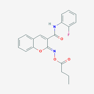 molecular formula C20H17FN2O4 B11436722 (2Z)-2-[(butanoyloxy)imino]-N-(2-fluorophenyl)-2H-chromene-3-carboxamide 