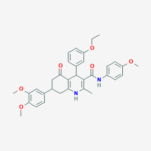 molecular formula C34H36N2O6 B11436735 7-(3,4-dimethoxyphenyl)-4-(3-ethoxyphenyl)-N-(4-methoxyphenyl)-2-methyl-5-oxo-1,4,5,6,7,8-hexahydroquinoline-3-carboxamide 