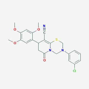 molecular formula C23H22ClN3O4S B11436742 3-(3-chlorophenyl)-6-oxo-8-(2,4,5-trimethoxyphenyl)-3,4,7,8-tetrahydro-2H,6H-pyrido[2,1-b][1,3,5]thiadiazine-9-carbonitrile 