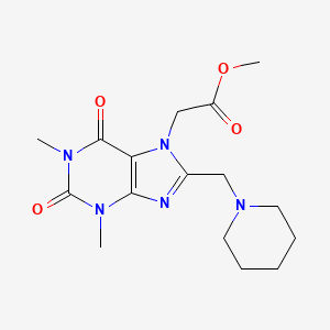 methyl 2-(1,3-dimethyl-2,6-dioxo-8-(piperidin-1-ylmethyl)-2,3-dihydro-1H-purin-7(6H)-yl)acetate