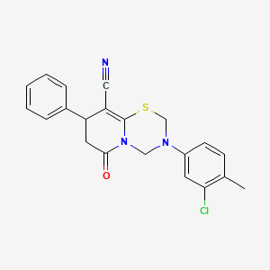 3-(3-chloro-4-methylphenyl)-6-oxo-8-phenyl-3,4,7,8-tetrahydro-2H,6H-pyrido[2,1-b][1,3,5]thiadiazine-9-carbonitrile