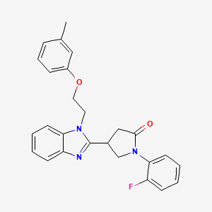 molecular formula C26H24FN3O2 B11436772 1-(2-fluorophenyl)-4-{1-[2-(3-methylphenoxy)ethyl]-1H-benzimidazol-2-yl}pyrrolidin-2-one 