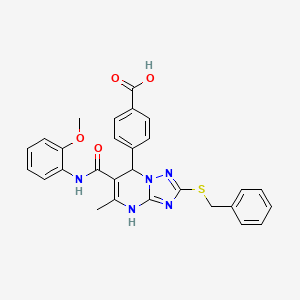 4-{2-(Benzylsulfanyl)-6-[(2-methoxyphenyl)carbamoyl]-5-methyl-4,7-dihydro[1,2,4]triazolo[1,5-a]pyrimidin-7-yl}benzoic acid