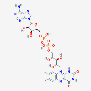 molecular formula C27H34N9O15P2+ B114368 [[(2R,3S,4R,5R)-5-(6-aminopurin-9-yl)-3,4-dihydroxyoxolan-2-yl]methoxy-hydroxyphosphoryl] [(2R,3S,4S)-5-(7,8-dimethyl-2,4-dioxo-1H-benzo[g]pteridin-10-ium-10-yl)-2,3,4-trihydroxypentyl] hydrogen phosphate CAS No. 145687-02-1