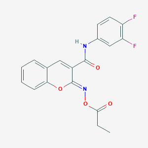 (2Z)-N-(3,4-difluorophenyl)-2-[(propanoyloxy)imino]-2H-chromene-3-carboxamide