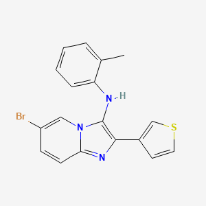 molecular formula C18H14BrN3S B11436817 6-bromo-N-(2-methylphenyl)-2-(thiophen-3-yl)imidazo[1,2-a]pyridin-3-amine 