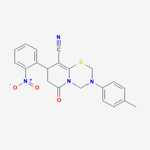 3-(4-methylphenyl)-8-(2-nitrophenyl)-6-oxo-3,4,7,8-tetrahydro-2H,6H-pyrido[2,1-b][1,3,5]thiadiazine-9-carbonitrile