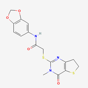 N-(benzo[d][1,3]dioxol-5-yl)-2-((3-methyl-4-oxo-3,4,6,7-tetrahydrothieno[3,2-d]pyrimidin-2-yl)thio)acetamide