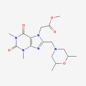 molecular formula C17H25N5O5 B11436934 methyl {8-[(2,6-dimethylmorpholin-4-yl)methyl]-1,3-dimethyl-2,6-dioxo-1,2,3,6-tetrahydro-7H-purin-7-yl}acetate 