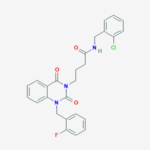 molecular formula C26H23ClFN3O3 B11436957 N-(2-chlorobenzyl)-4-[1-(2-fluorobenzyl)-2,4-dioxo-1,4-dihydroquinazolin-3(2H)-yl]butanamide 