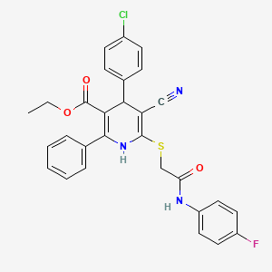 molecular formula C29H23ClFN3O3S B11436970 Ethyl 4-(4-chlorophenyl)-5-cyano-6-({2-[(4-fluorophenyl)amino]-2-oxoethyl}sulfanyl)-2-phenyl-1,4-dihydropyridine-3-carboxylate 