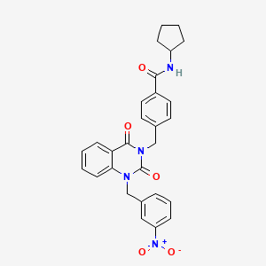 molecular formula C28H26N4O5 B11437014 N-cyclopentyl-4-((1-(3-nitrobenzyl)-2,4-dioxo-1,2-dihydroquinazolin-3(4H)-yl)methyl)benzamide 