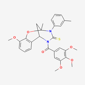 [10-methoxy-2-methyl-3-(3-methylphenyl)-4-thioxo-3,4-dihydro-2H-2,6-methano-1,3,5-benzoxadiazocin-5(6H)-yl](3,4,5-trimethoxyphenyl)methanone