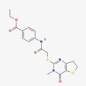 Ethyl 4-(2-((3-methyl-4-oxo-3,4,6,7-tetrahydrothieno[3,2-d]pyrimidin-2-yl)thio)acetamido)benzoate