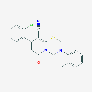 8-(2-chlorophenyl)-3-(2-methylphenyl)-6-oxo-3,4,7,8-tetrahydro-2H,6H-pyrido[2,1-b][1,3,5]thiadiazine-9-carbonitrile