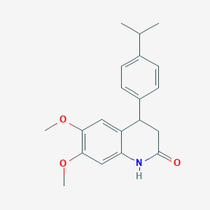 molecular formula C20H23NO3 B11437172 6,7-dimethoxy-4-[4-(propan-2-yl)phenyl]-3,4-dihydroquinolin-2(1H)-one 