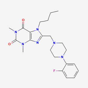 molecular formula C22H29FN6O2 B11437184 7-butyl-8-{[4-(2-fluorophenyl)piperazin-1-yl]methyl}-1,3-dimethyl-3,7-dihydro-1H-purine-2,6-dione 