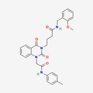 molecular formula C29H30N4O5 B11437187 4-(2,4-dioxo-1-(2-oxo-2-(p-tolylamino)ethyl)-1,2-dihydroquinazolin-3(4H)-yl)-N-(2-methoxybenzyl)butanamide 