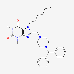 molecular formula C31H40N6O2 B11437193 8-[(4-Benzhydrylpiperazin-1-yl)methyl]-7-hexyl-1,3-dimethylpurine-2,6-dione 