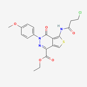 molecular formula C19H18ClN3O5S B11437209 Ethyl 5-(3-chloropropanamido)-3-(4-methoxyphenyl)-4-oxo-3,4-dihydrothieno[3,4-d]pyridazine-1-carboxylate 