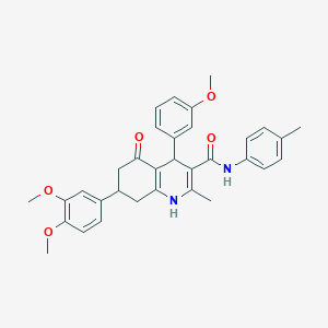 molecular formula C33H34N2O5 B11437231 7-(3,4-dimethoxyphenyl)-4-(3-methoxyphenyl)-2-methyl-N-(4-methylphenyl)-5-oxo-1,4,5,6,7,8-hexahydroquinoline-3-carboxamide 