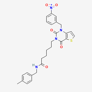 molecular formula C27H28N4O5S B11437235 N-(4-methylbenzyl)-6-(1-(3-nitrobenzyl)-2,4-dioxo-1,2-dihydrothieno[3,2-d]pyrimidin-3(4H)-yl)hexanamide 