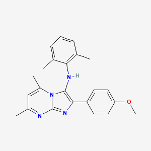 molecular formula C23H24N4O B11437240 N-(2,6-dimethylphenyl)-2-(4-methoxyphenyl)-5,7-dimethylimidazo[1,2-a]pyrimidin-3-amine 