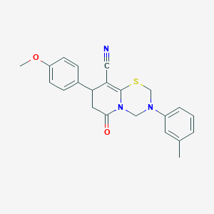 8-(4-methoxyphenyl)-3-(3-methylphenyl)-6-oxo-3,4,7,8-tetrahydro-2H,6H-pyrido[2,1-b][1,3,5]thiadiazine-9-carbonitrile