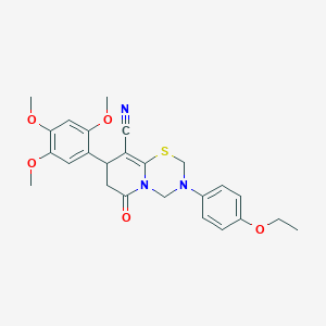 molecular formula C25H27N3O5S B11437259 3-(4-ethoxyphenyl)-6-oxo-8-(2,4,5-trimethoxyphenyl)-3,4,7,8-tetrahydro-2H,6H-pyrido[2,1-b][1,3,5]thiadiazine-9-carbonitrile 