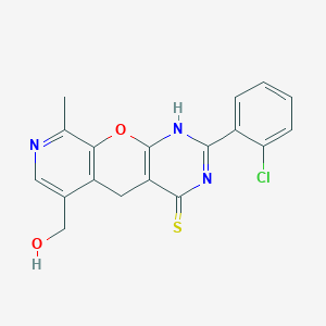 molecular formula C18H14ClN3O2S B11437266 5-(2-Chlorophenyl)-11-(hydroxymethyl)-14-methyl-2-oxa-4,6,13-triazatricyclo[8.4.0.0^{3,8}]tetradeca-1(10),3(8),4,11,13-pentaene-7-thione 