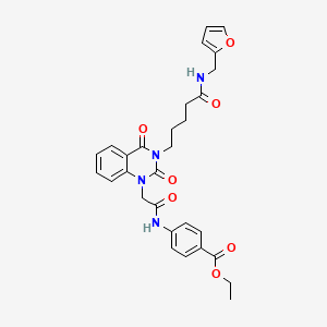 molecular formula C29H30N4O7 B11437287 ethyl 4-({[3-{5-[(furan-2-ylmethyl)amino]-5-oxopentyl}-2,4-dioxo-3,4-dihydroquinazolin-1(2H)-yl]acetyl}amino)benzoate 