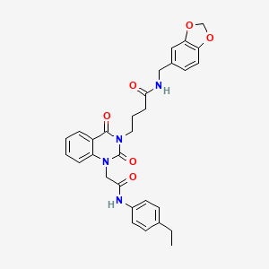 N-(benzo[d][1,3]dioxol-5-ylmethyl)-4-(1-(2-((4-ethylphenyl)amino)-2-oxoethyl)-2,4-dioxo-1,2-dihydroquinazolin-3(4H)-yl)butanamide