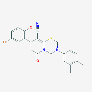 8-(5-bromo-2-methoxyphenyl)-3-(3,4-dimethylphenyl)-6-oxo-3,4,7,8-tetrahydro-2H,6H-pyrido[2,1-b][1,3,5]thiadiazine-9-carbonitrile