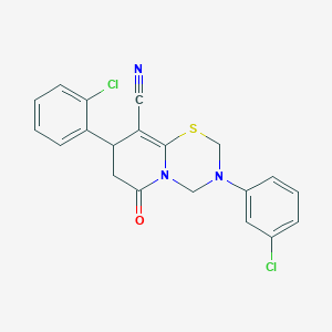 8-(2-chlorophenyl)-3-(3-chlorophenyl)-6-oxo-3,4,7,8-tetrahydro-2H,6H-pyrido[2,1-b][1,3,5]thiadiazine-9-carbonitrile